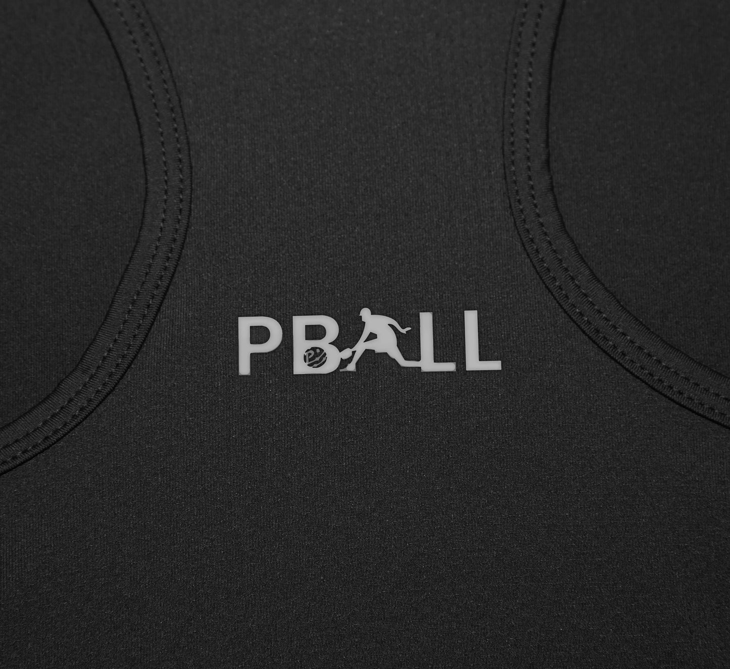 Black tank top with PBALL logo on a black background Noir