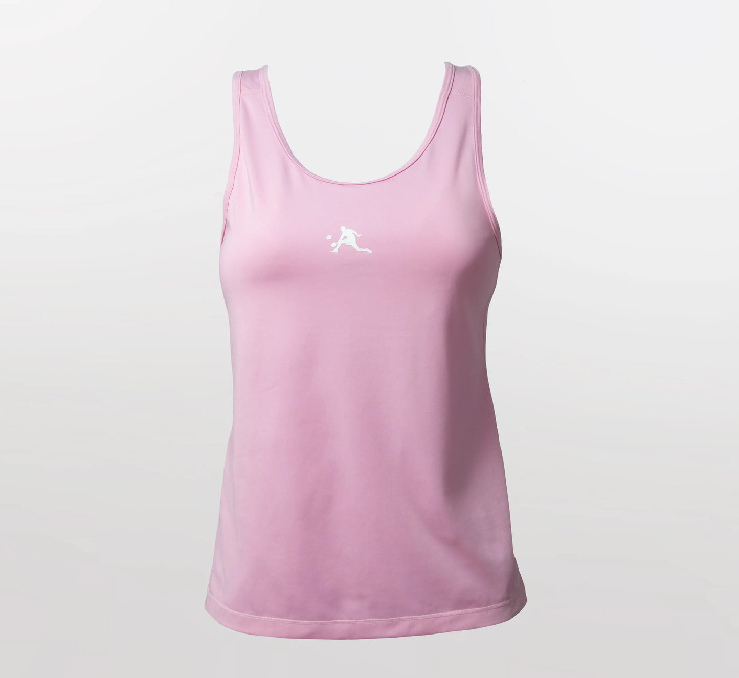 Pink tank top with a logo on a light gray background Rose