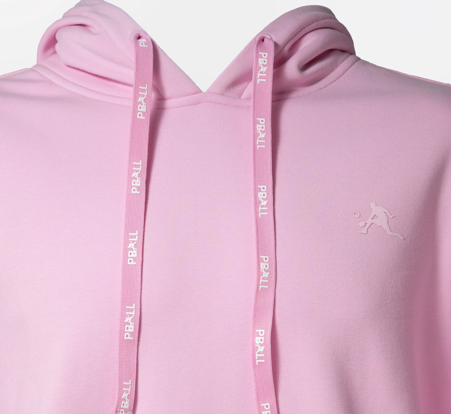 Pink hoodie with PBALL logo on a light gray background Rose