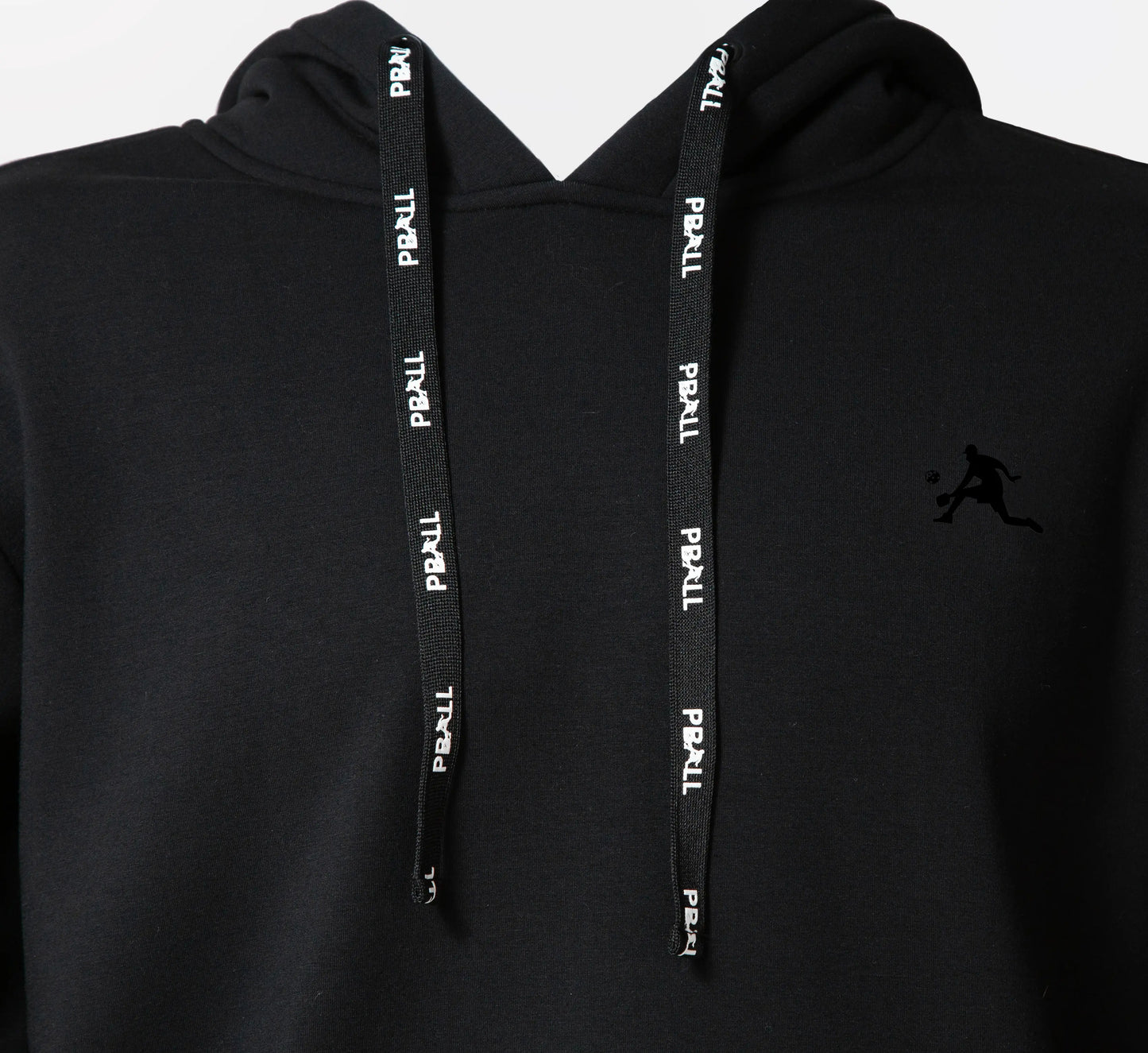 Black hoodie with PBALL logo on the chest against a gray background Noir