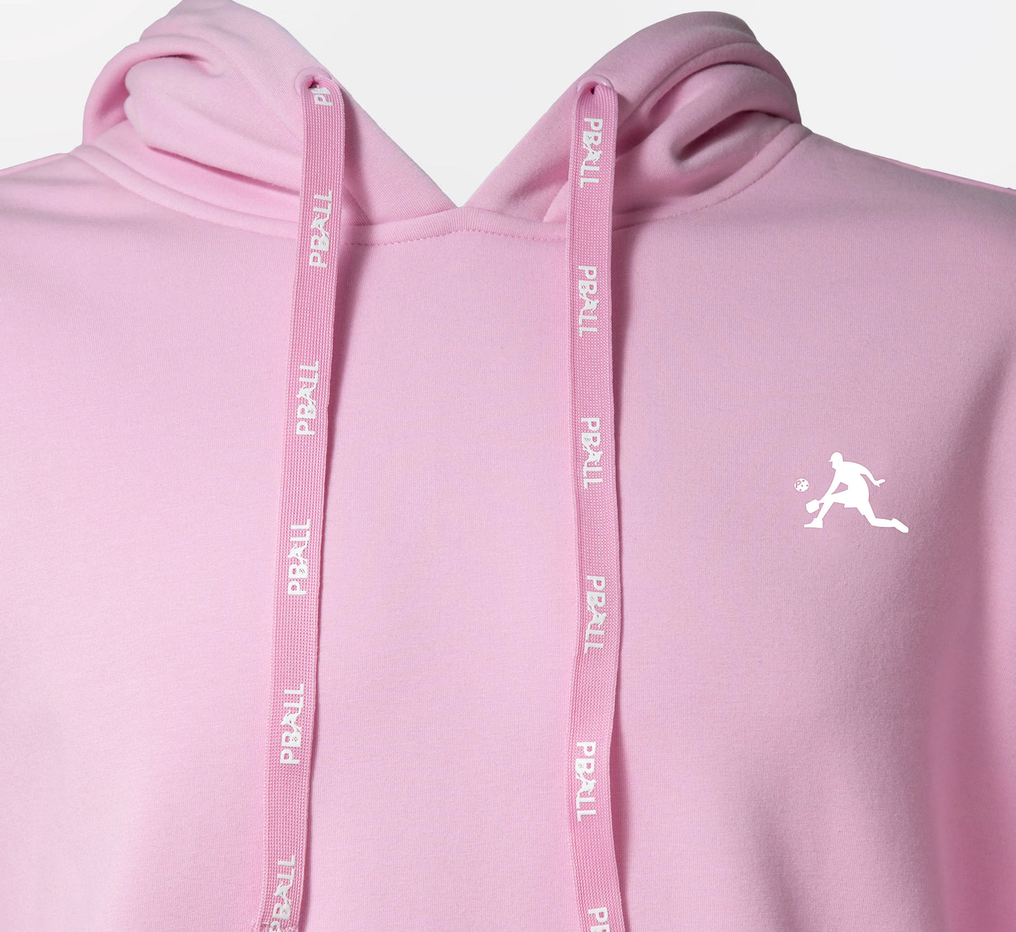 Pink hoodie with PBALL logo on a white background Rose