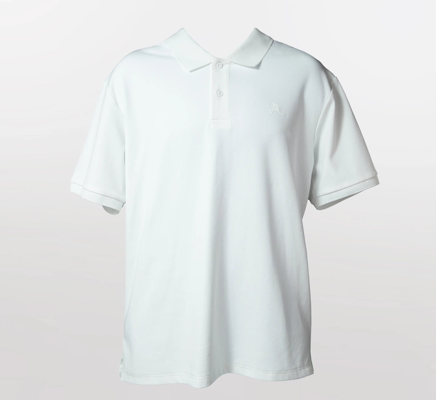 White polo shirt on a light gray background Blanc