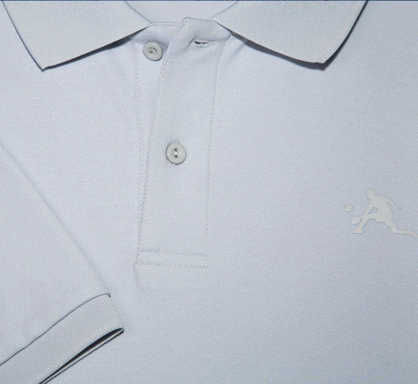 Light Grey polo shirt with a PBALL logo on a white background Gris