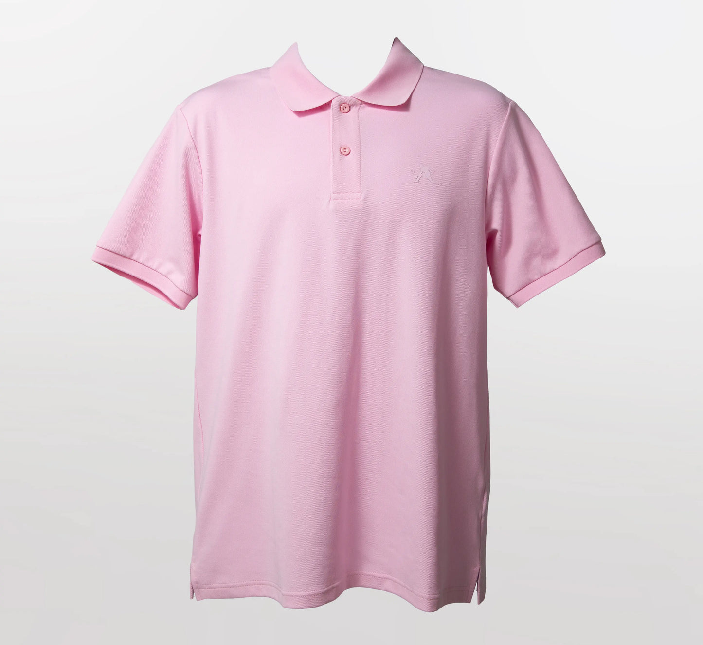 Pink polo shirt on a light gray background Rose