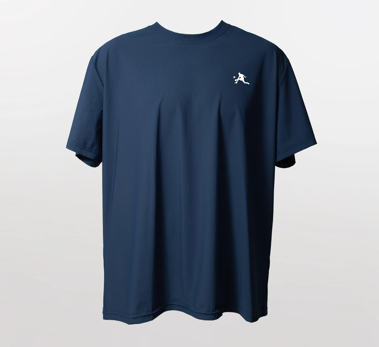 Blue t-shirt with a small white PBALL logo on the chest against a light gray background Bleu
