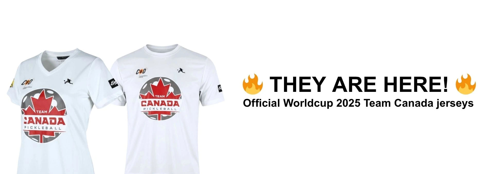 Two white t-shirts with Team Canada logos on a white background