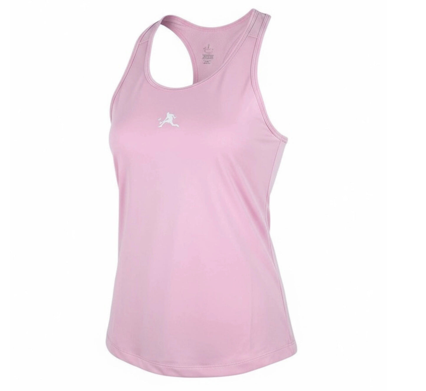 Pink tank top with a logo on a white background