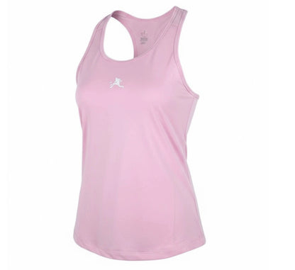 Pink tank top with a logo on a white background