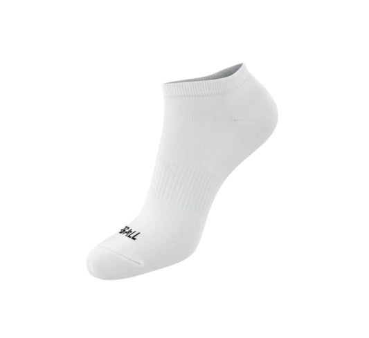 White ankle sock with a PBALL brand logo on a white background