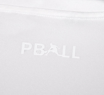 White fabric with PBALL logo on a white background Blanc
