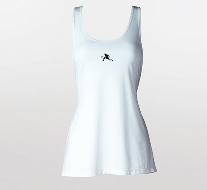 White tank top with a black PBALL logo on a light gray background Blanc