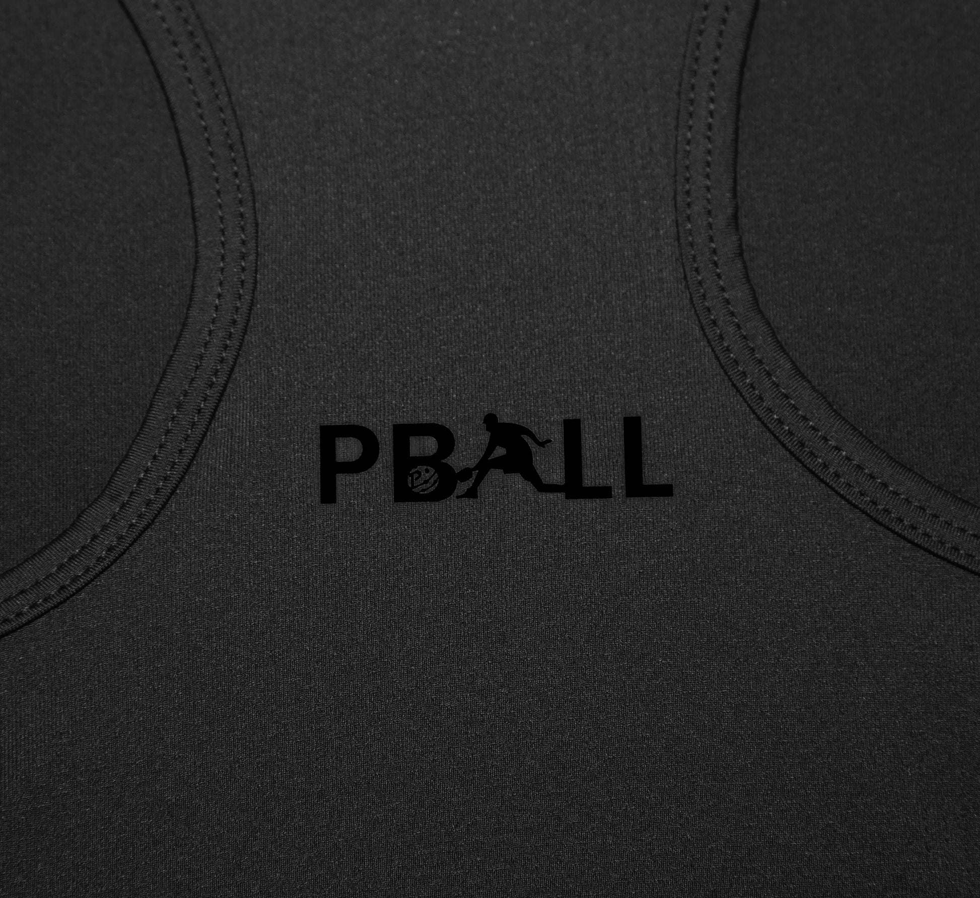Black tank top with PBALL logo on a black background Noir