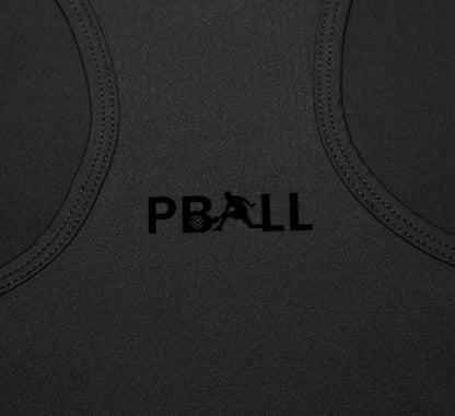 Black tank top with PBALL logo on a black background Noir