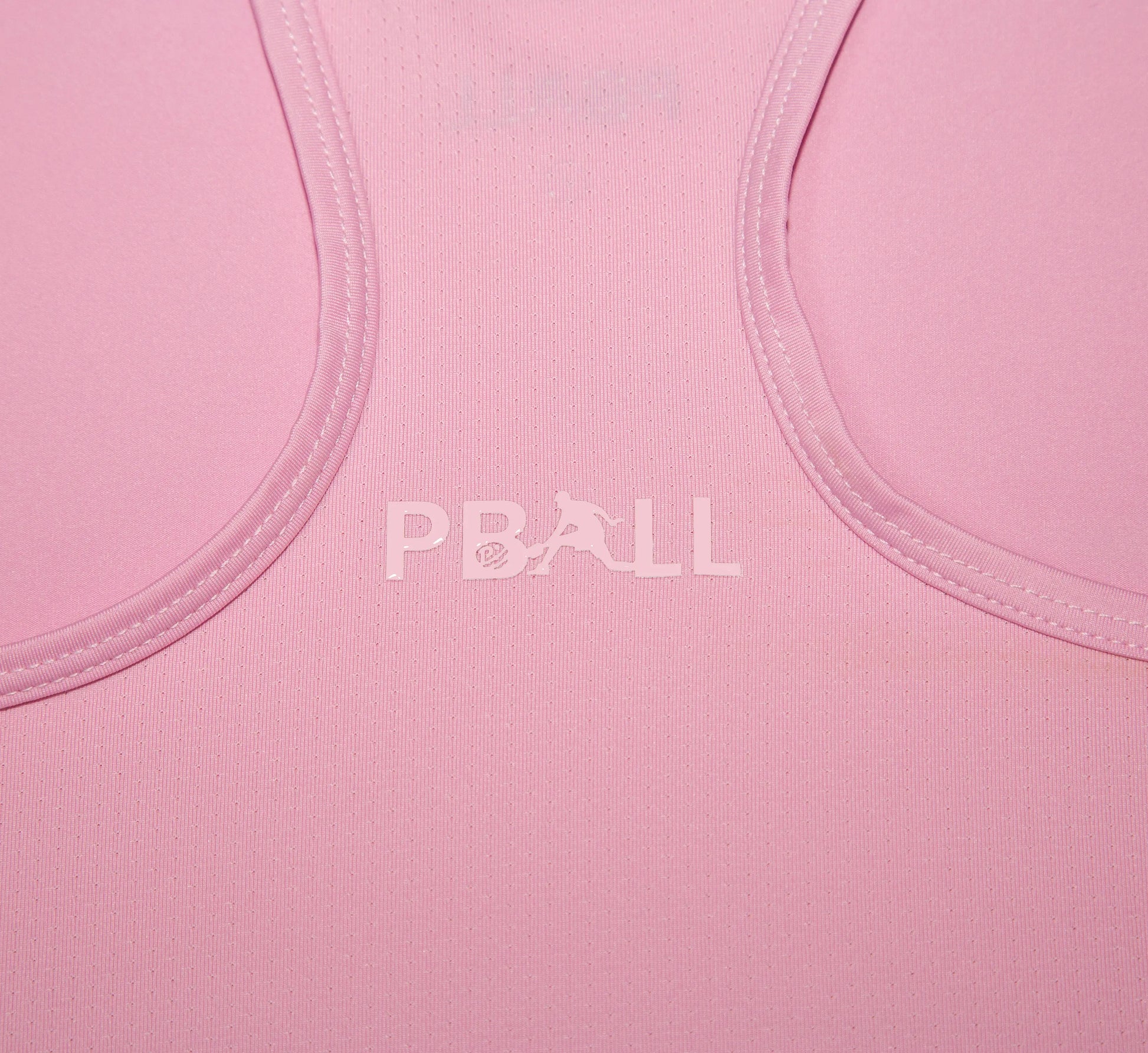Close-up of a Pink tank top with PBall branding Rose