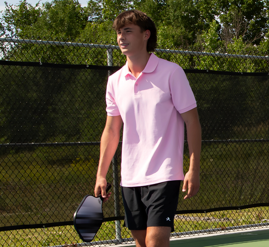 Pink stylish sport pickleball men polo shirt Rose