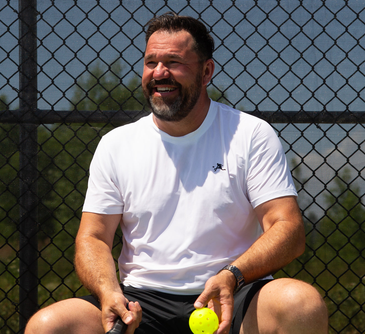 White quick dry cooling performance pickleball men t-shirt Blanc