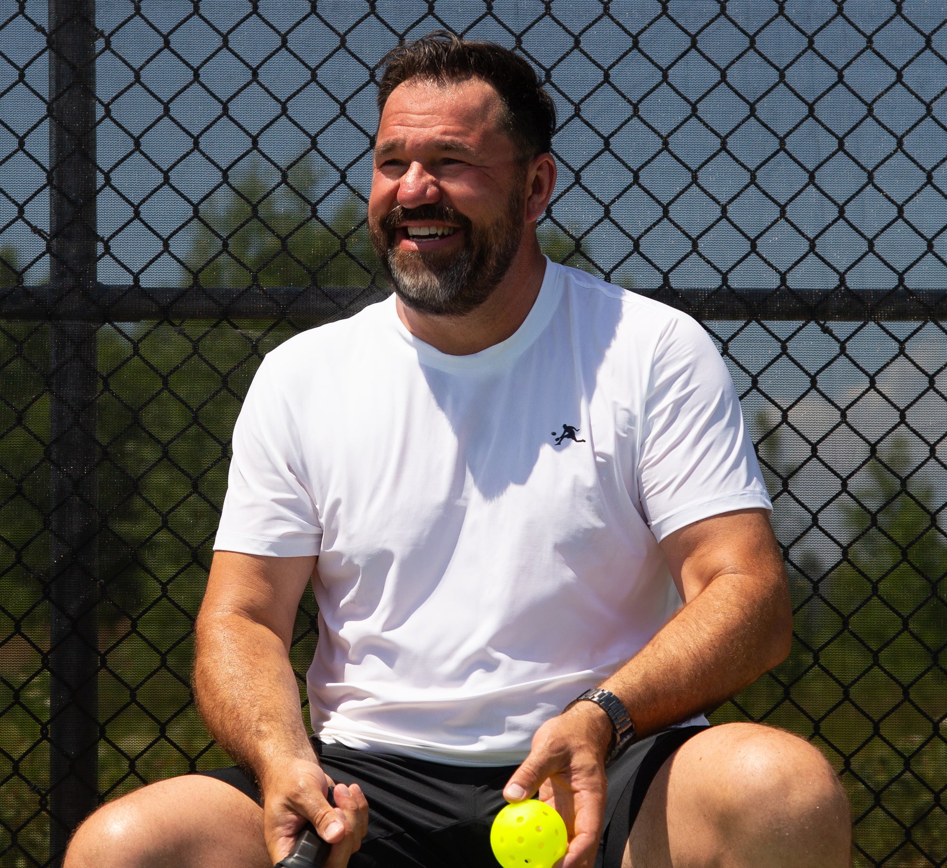 White quick dry cooling performance pickleball men t-shirt Blanc