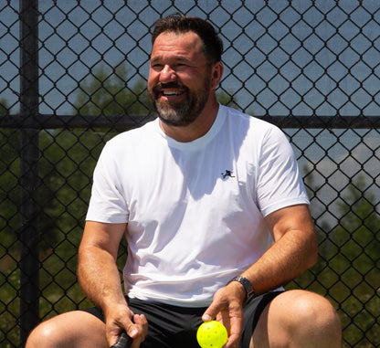 White quick dry cooling performance pickleball men t-shirt Blanc