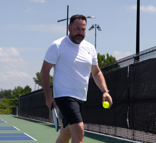 White quick dry cooling performance pickleball men t-shirt Blanc