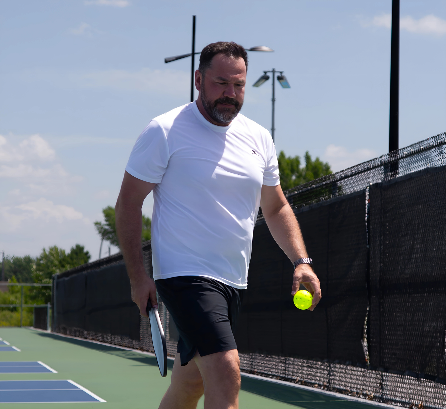 White quick dry cooling performance pickleball men t-shirt Blanc