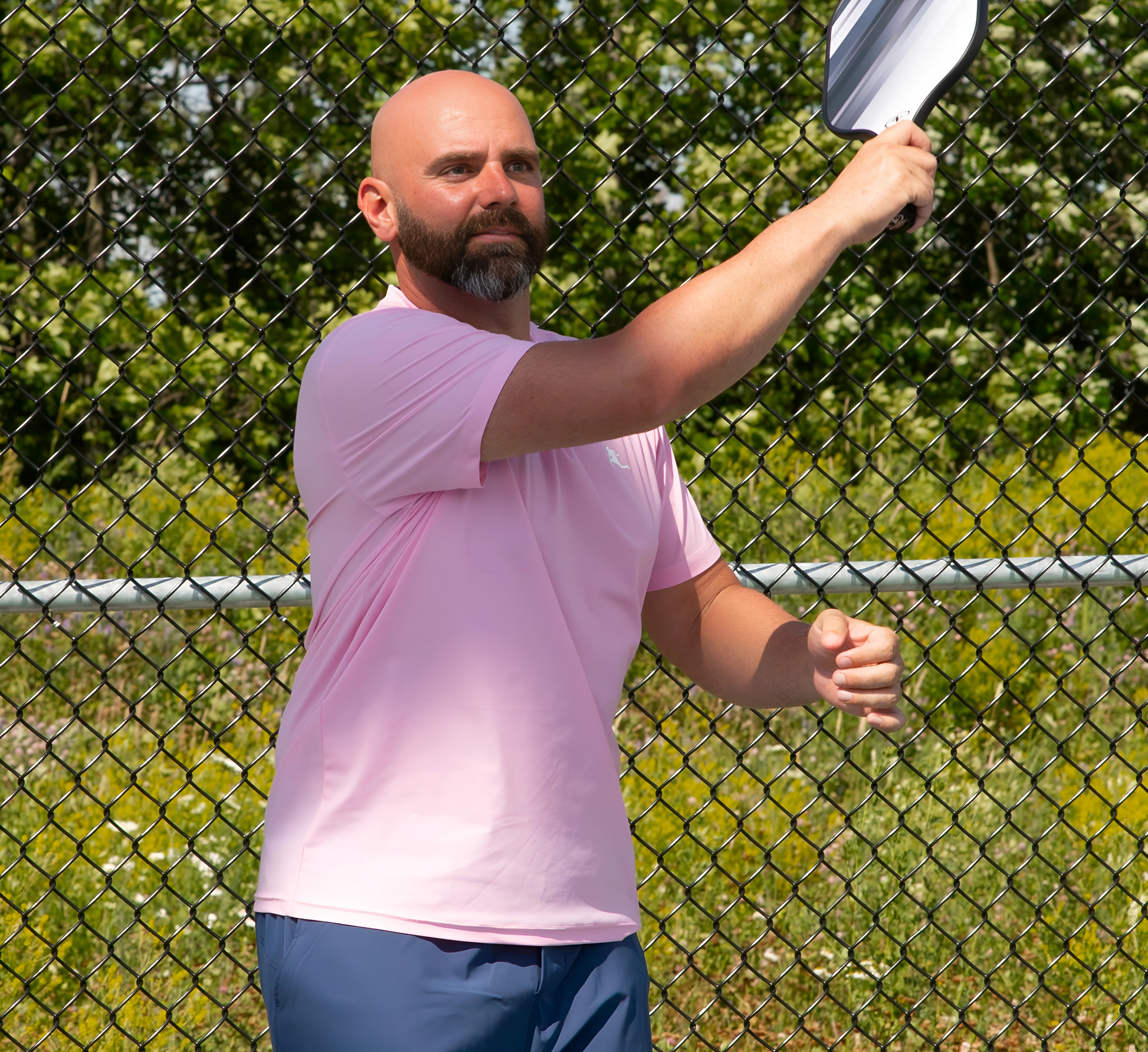 Pink t-shirt hommes pickleball rafraichissant séchage rapide Rose