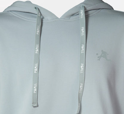 Light Grey hoodie with PBALL logo on a background Gris