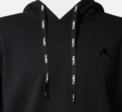 Black hoodie with PBALL logo on the chest against a gray background Noir