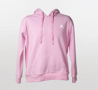 Pink hoodie with a small PBALL logo on a light gray background Rose