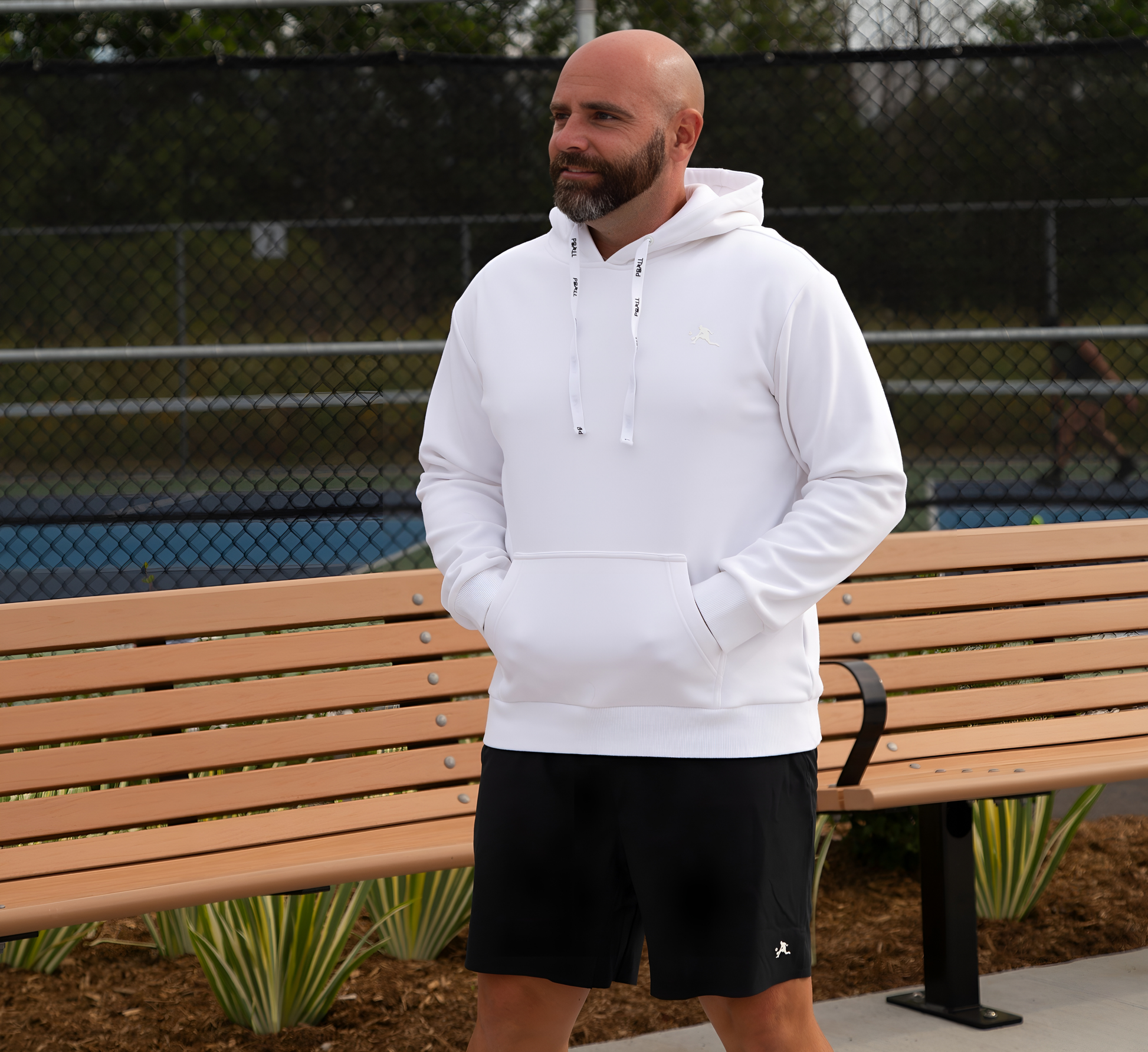 White Chandail capuchon sport Pickleball Blanc