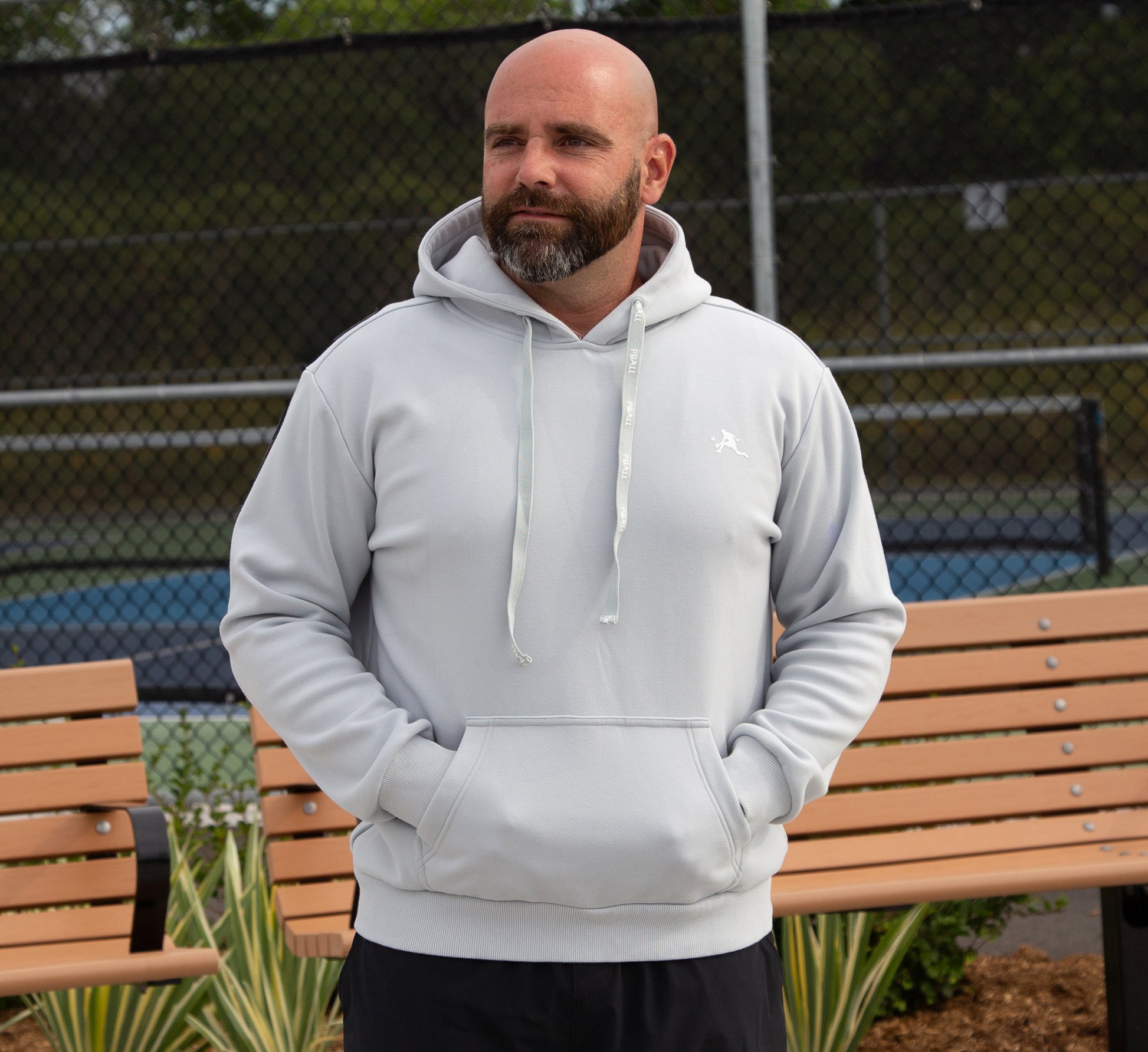 Grey chandail capuchon sport pickleball Gris