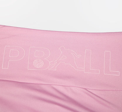 Pink skirt with PBALL branding on a white background Rose