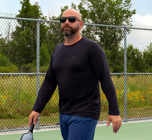 Black quickdry long sleeve pickleball shirt Noir