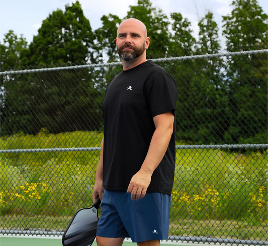 Black quick dry cooling performance pickleball men t-shirt Noir