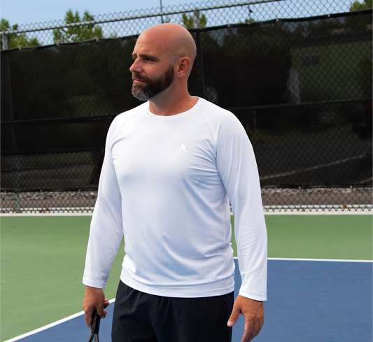 White quick dry long sleeve pickleball shirt Blanc