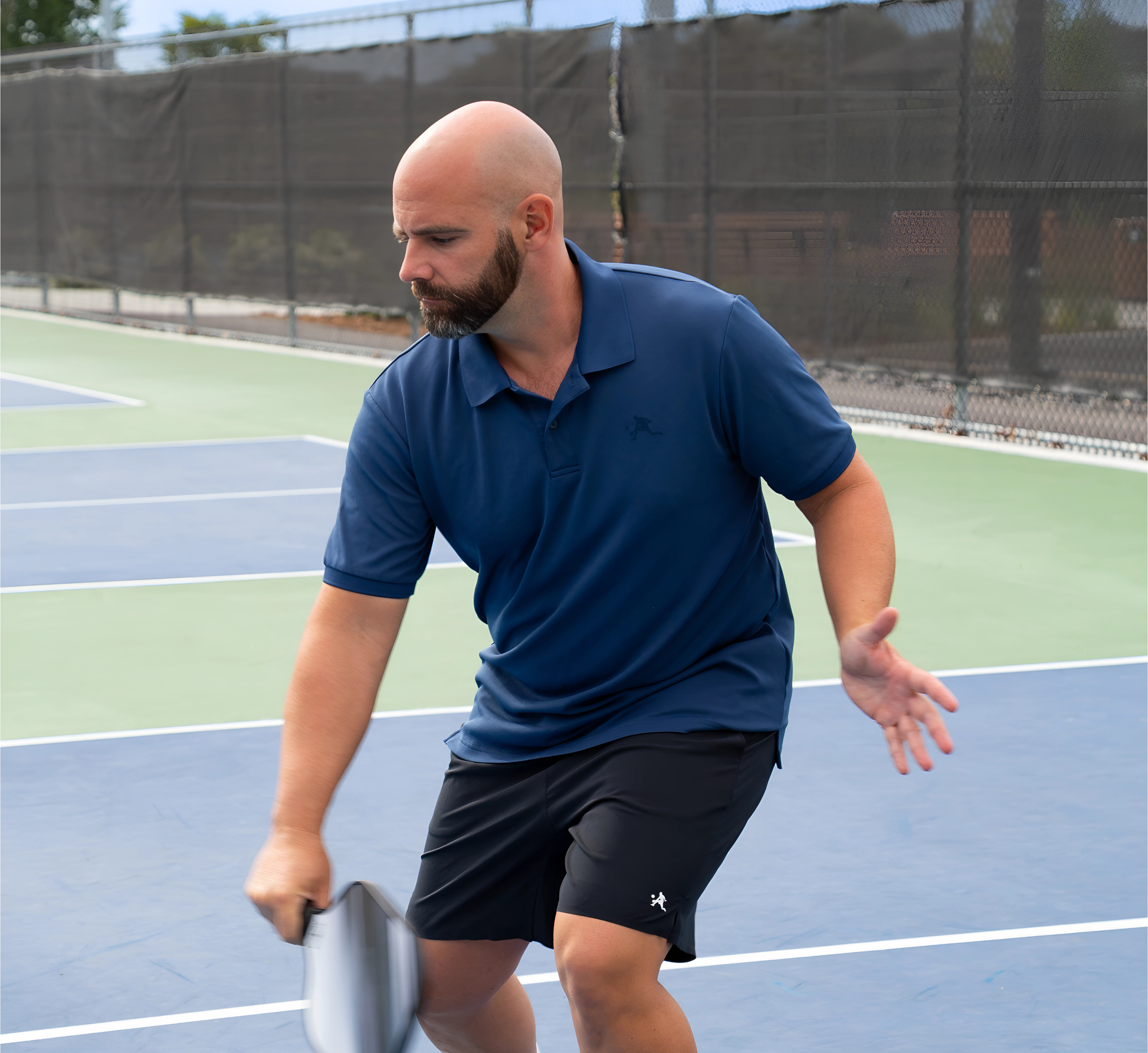 Blue stylish sport pickleball polo shirt Bleu
