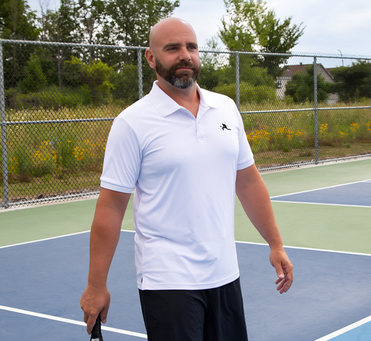 White stylish sport pickleball men polo shirt Blanc