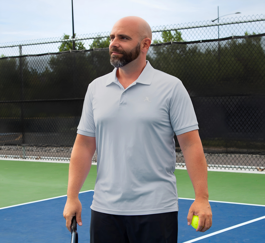 Grey stylish sport pickleball men polo shirt Gris
