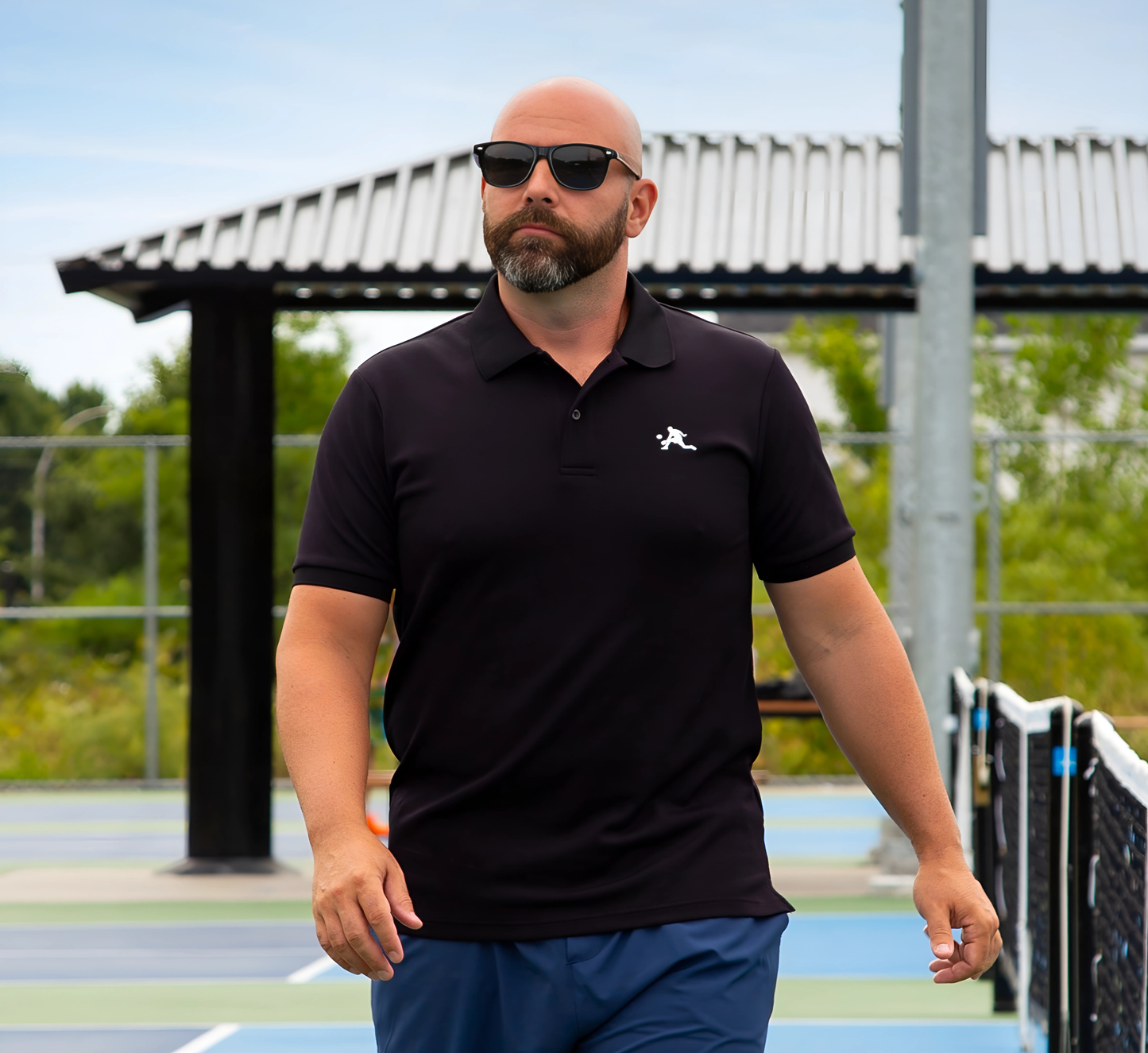 Black stylish sport pickleball men polo shirt Noir