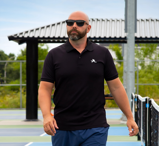 Black stylish pickleball sport polo shirt Noir