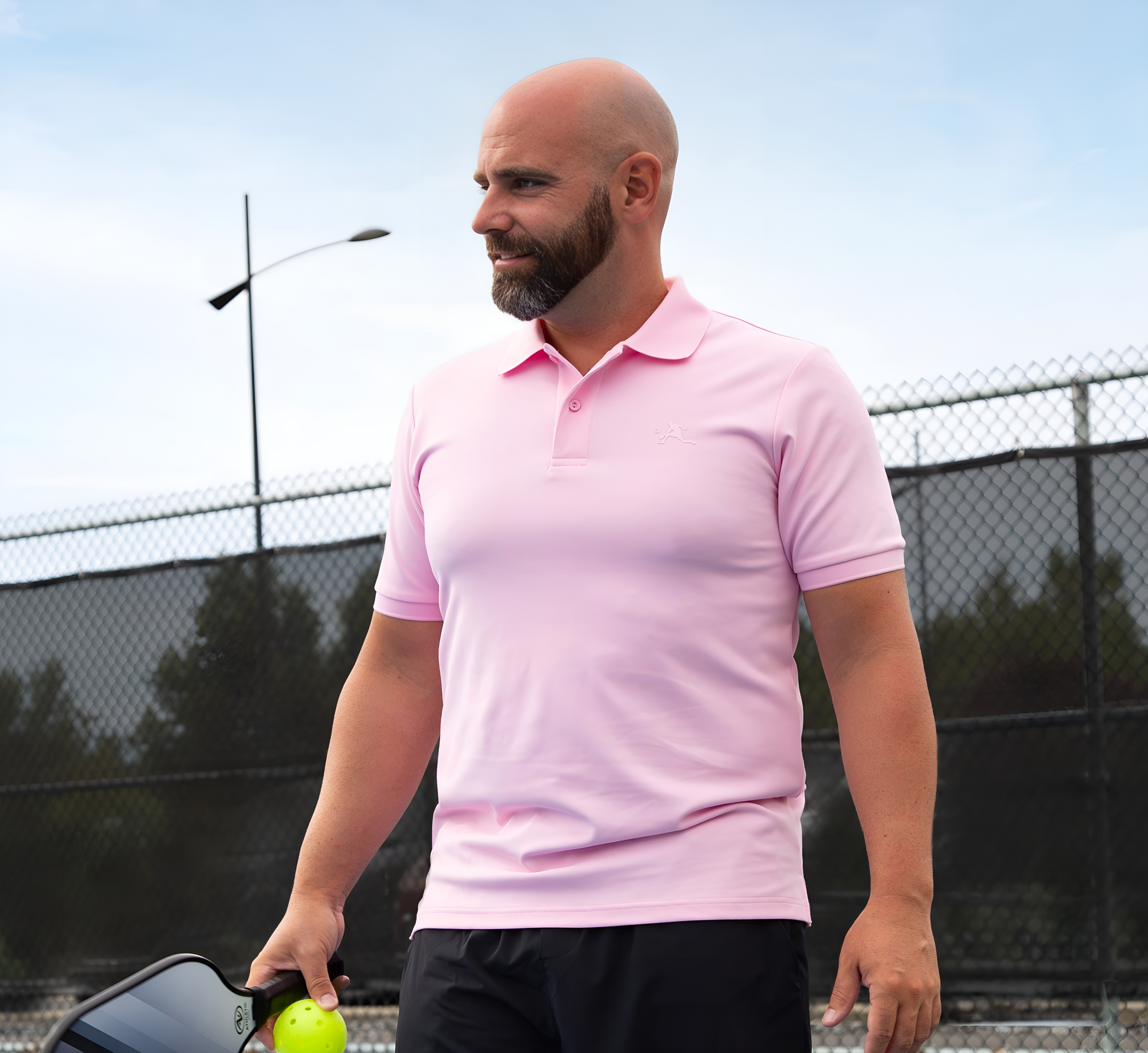 Pink stylish sport pickleball men polo shirt Rose