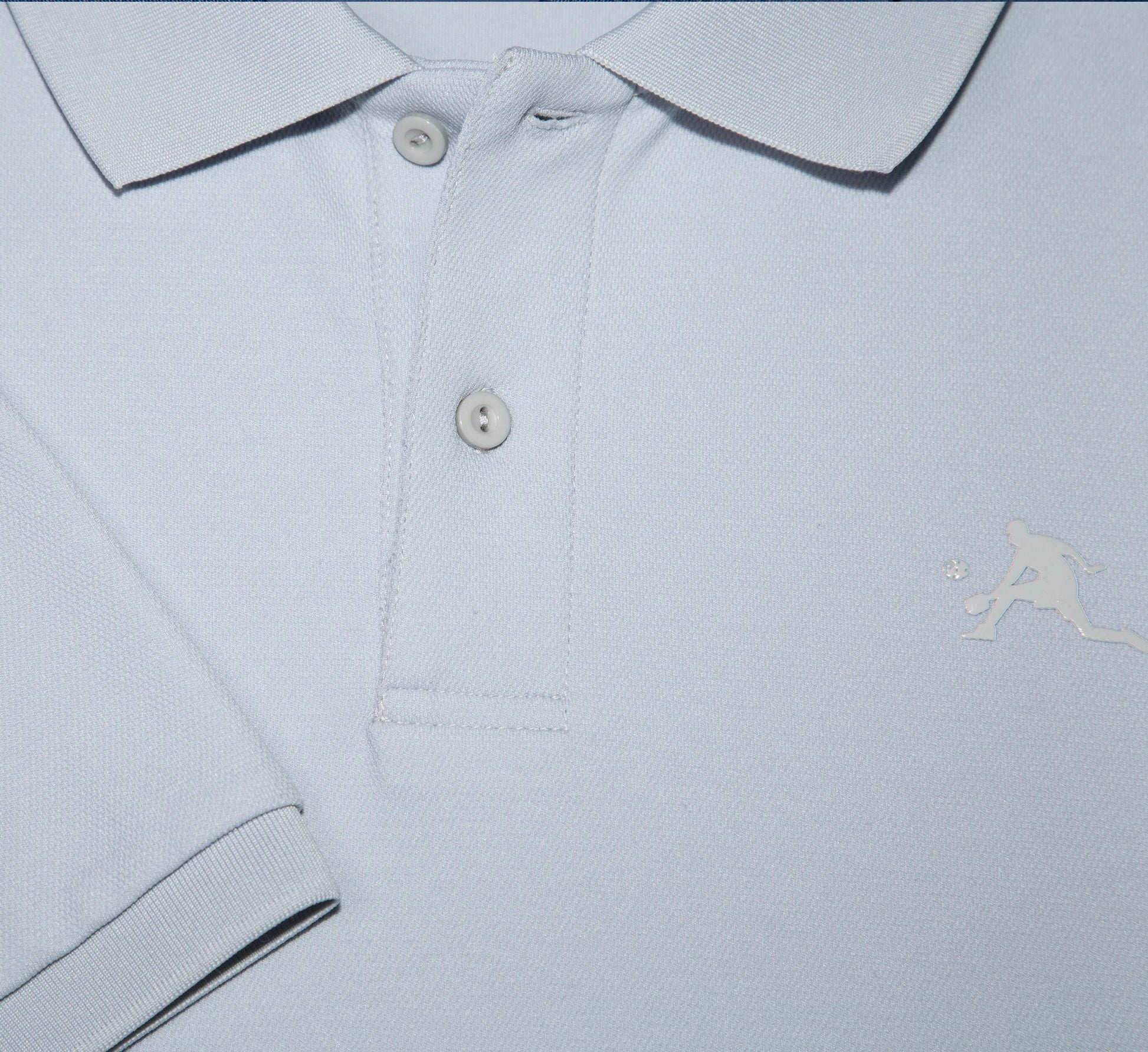 Light Grey polo shirt with a PBALL logo on a white background Gris