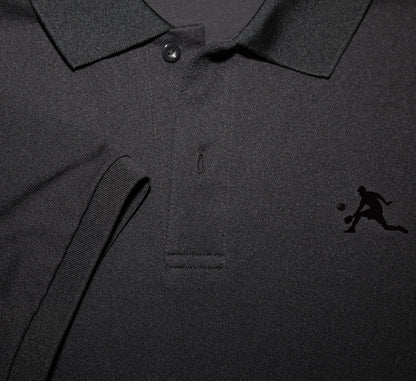 Black polo shirt with a small PBALL logo design on the chest Noir