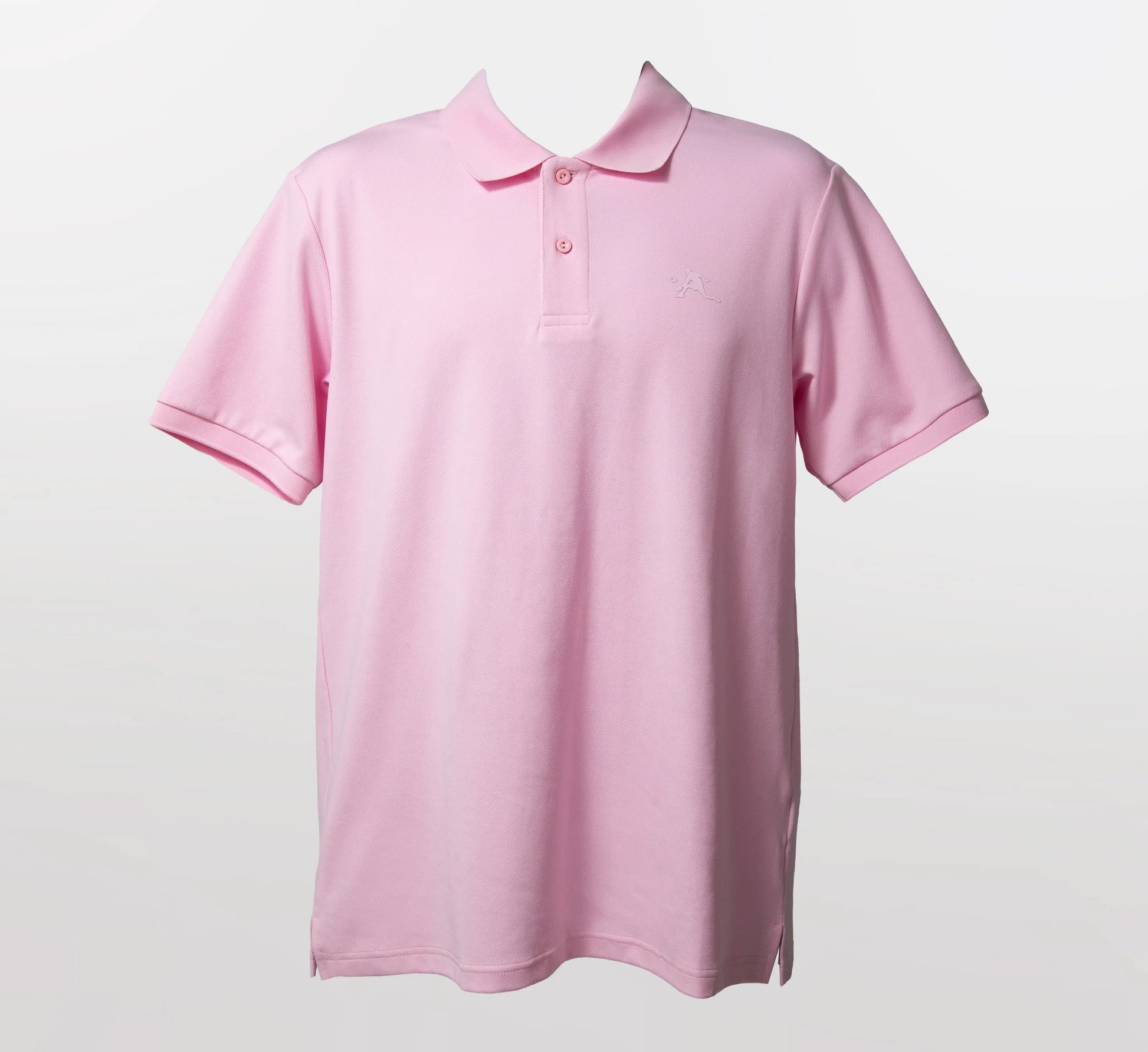 Pink polo shirt on a light gray background Rose