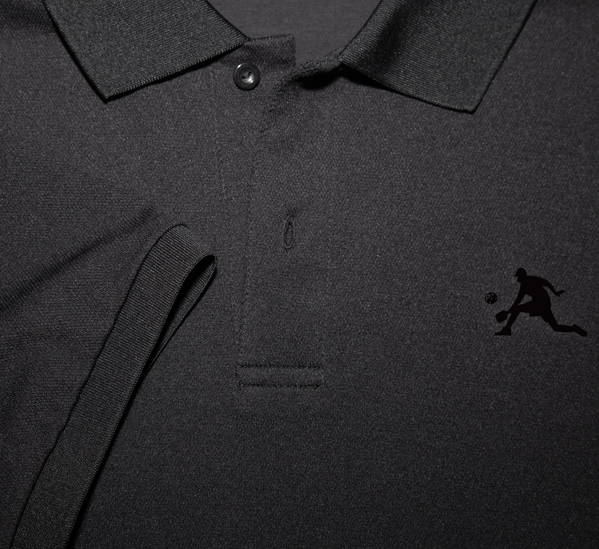Black chandail polo élégant sport pickleball hommes Noir