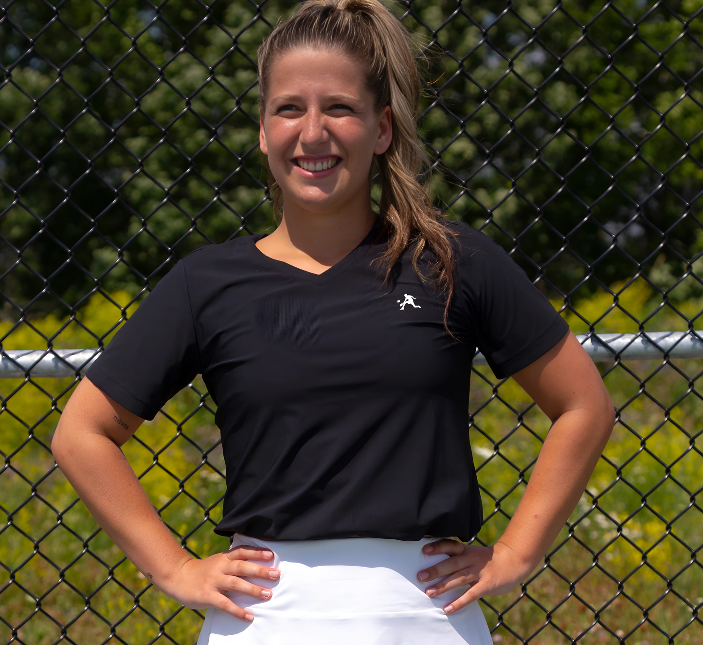 Black t-shirt femme pickleball rafraichissant séchage rapide Noir