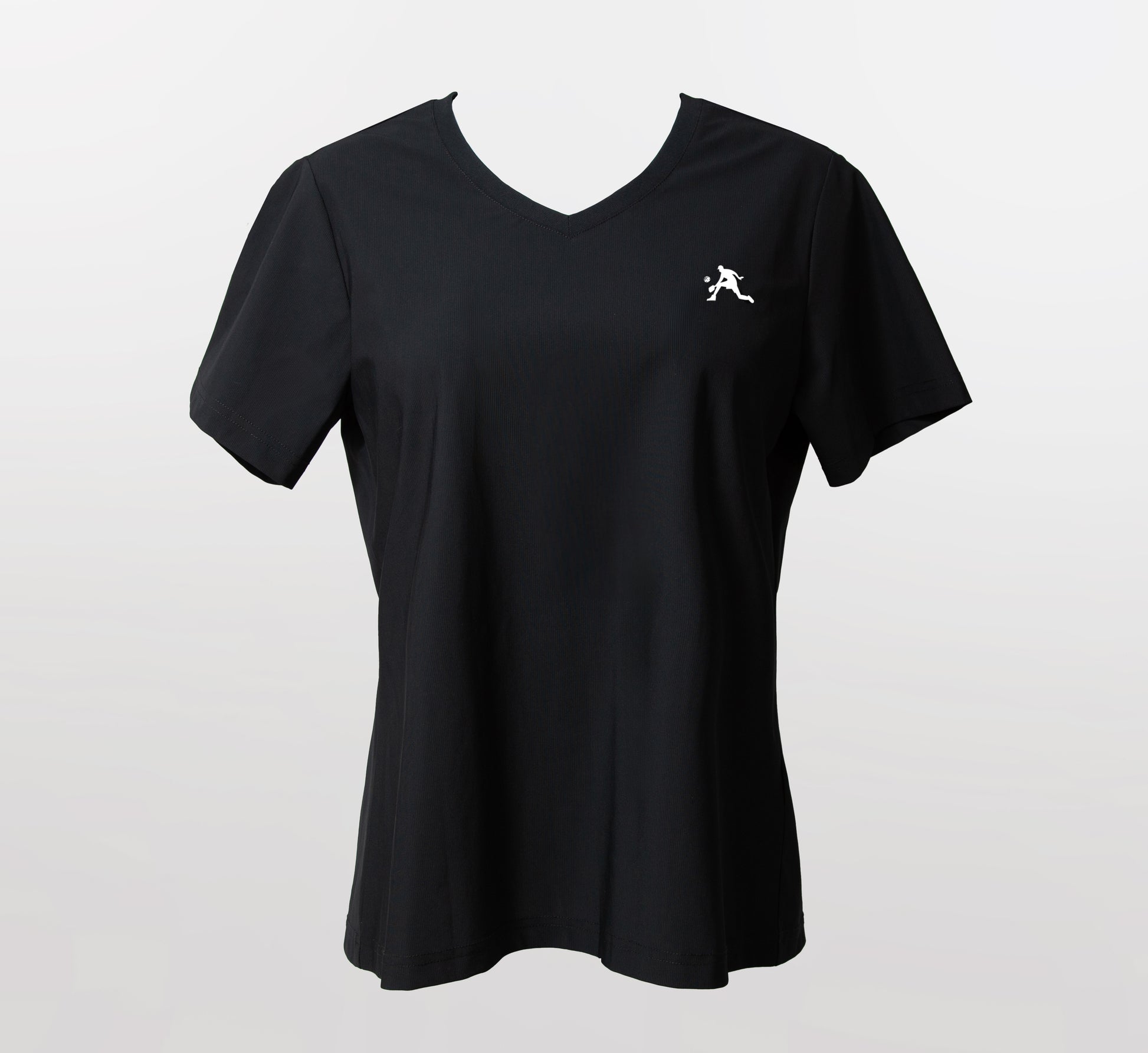Black quick dry cooling pickleball v-neck women t-shirt Noir