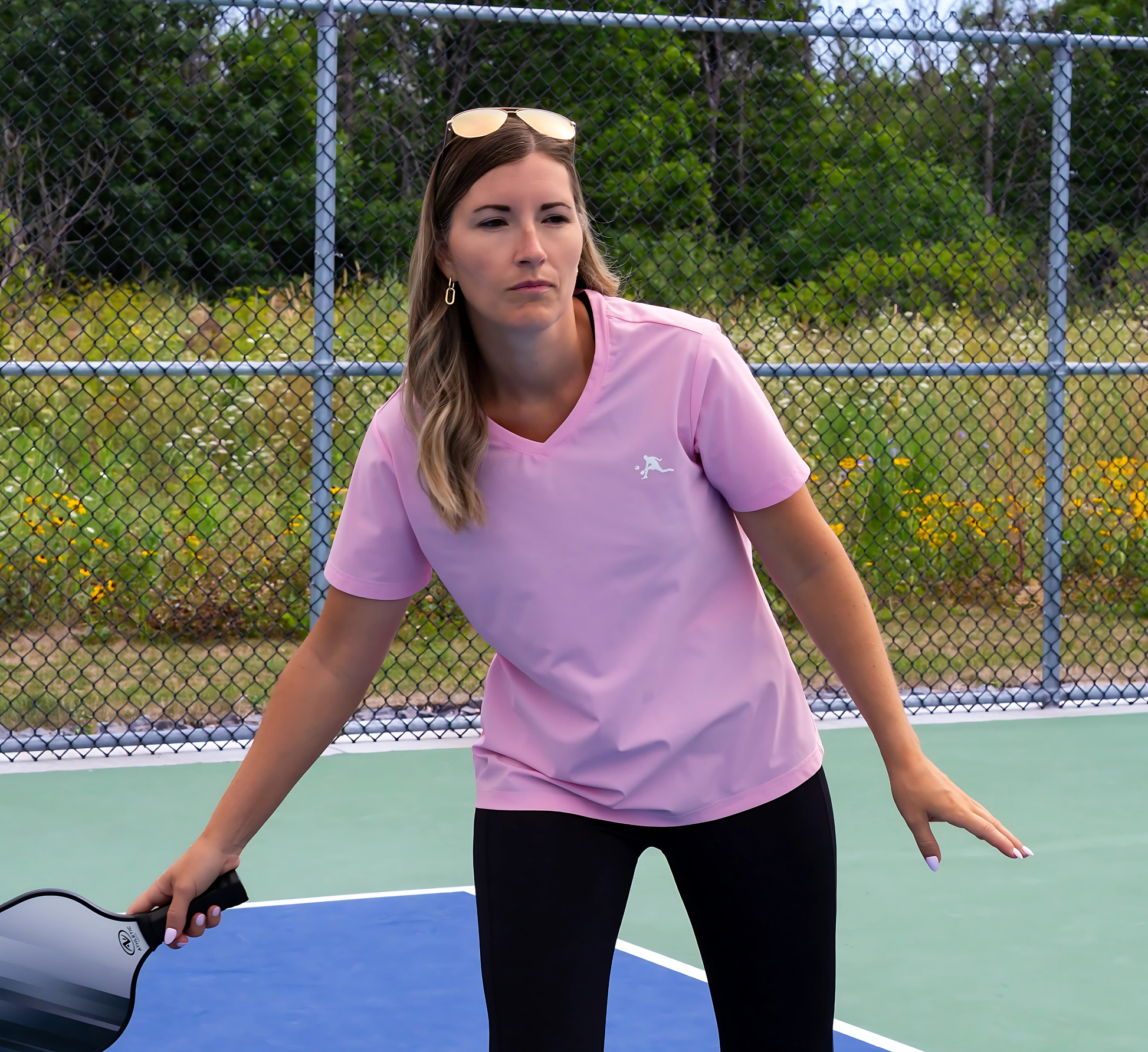 Pink t-shirt femme pickleball rafraichissant séchage rapide Rose