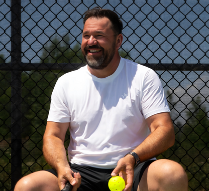 White quick dry cooling performance pickleball men t-shirt Blanc