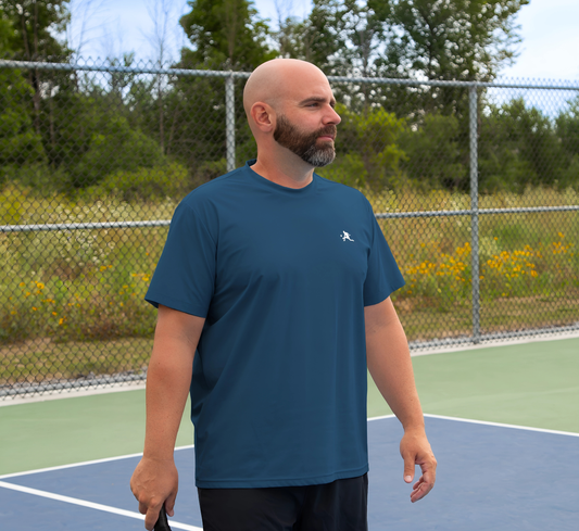 Blue quick dry cooling performance pickleball men t-shirt Bleu