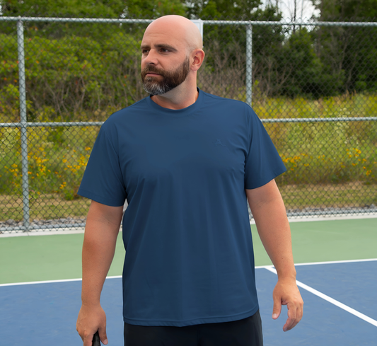 Blue cooling effect quick dry sport pickleball men t-shirt Bleu